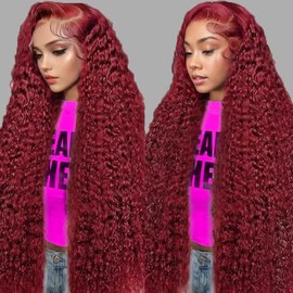ULRICA Burgundy Wig Human Hair Water Wave 99J Burgundy Lace Front Wigs Human Hair Wigs for Women 13x6 HD Lace Front Wigs Human Hair Pre Plucked Wine Red Wigs Burgundy Wig 28 Inch