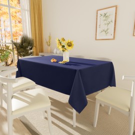 smiry Table Cloth Rectangular 140 x 240 cm Pack of 2 - Washable Fabric Dining Tablecloth, Dust-Proof Polyester Table Cover for Party Garden Kitchen Outdoor, Dark Blue