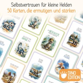 Wunderkind 50 Affirmation Cards for Children, Dinosaur Edition, from 3 Years to Strengthen Self-Confidence, Courage Cards for Children with Positive Affirmations, Strengthen Self-Confidence