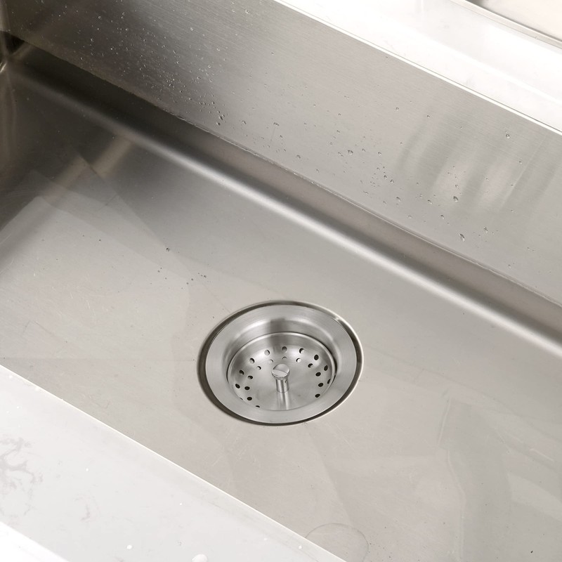 Luxier KS01-B 3 1/2" Drop-in Kitchen/Bar Sink Basket Strainer, Stainless