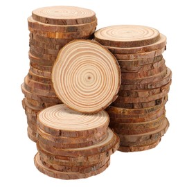 JIAYUET 6-7cm Naturholz Holzscheiben 50 Stück 0,5 cm Dicke unvollendete runde Holzscheiben für Kunst DIY Handwerk Hochzeit Ornamente