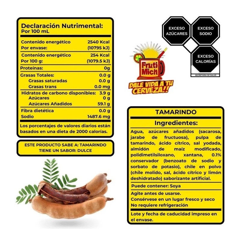 Fruti Mich 2 Pack Frutimich Jarabe Sabor Tamarindo Para Michelada