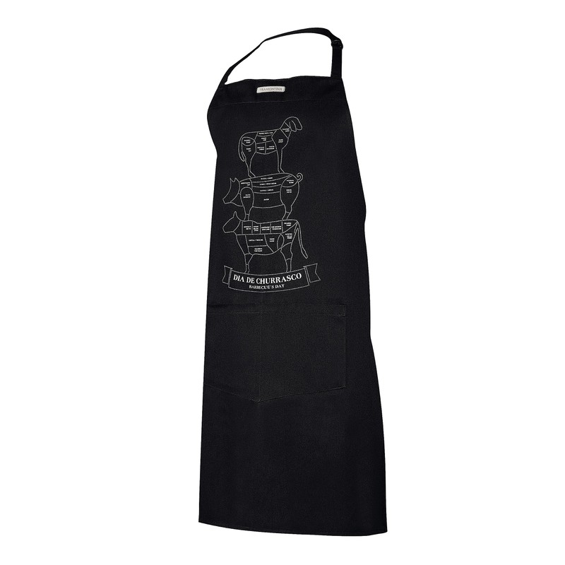 Tramontina 26466/100 Churrasco Apron, 100% Cotton, Black, Durable, Lightweight, For