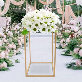 LOYALHEARTDY Gold Wedding Flower Stand, Metal Geometric Wedding Flower Vase Column Stand Flower Display Rack Party Table Centerpiece for Wedding Home Decor (10pcs, 60cm)