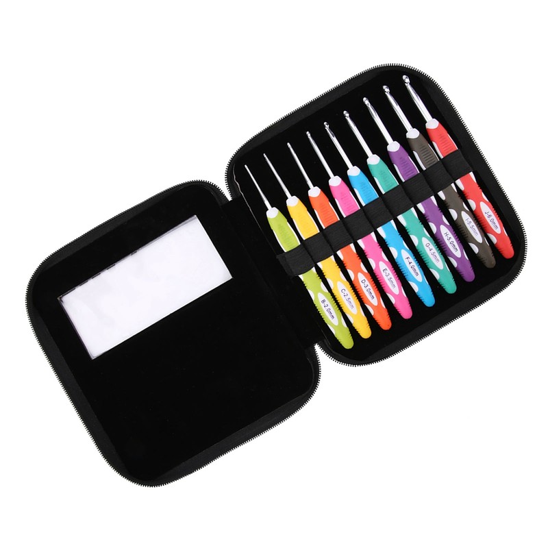 9PCS Crochet Hooks Set Knitting Smooth Needle Tools Ergonomic Plastic