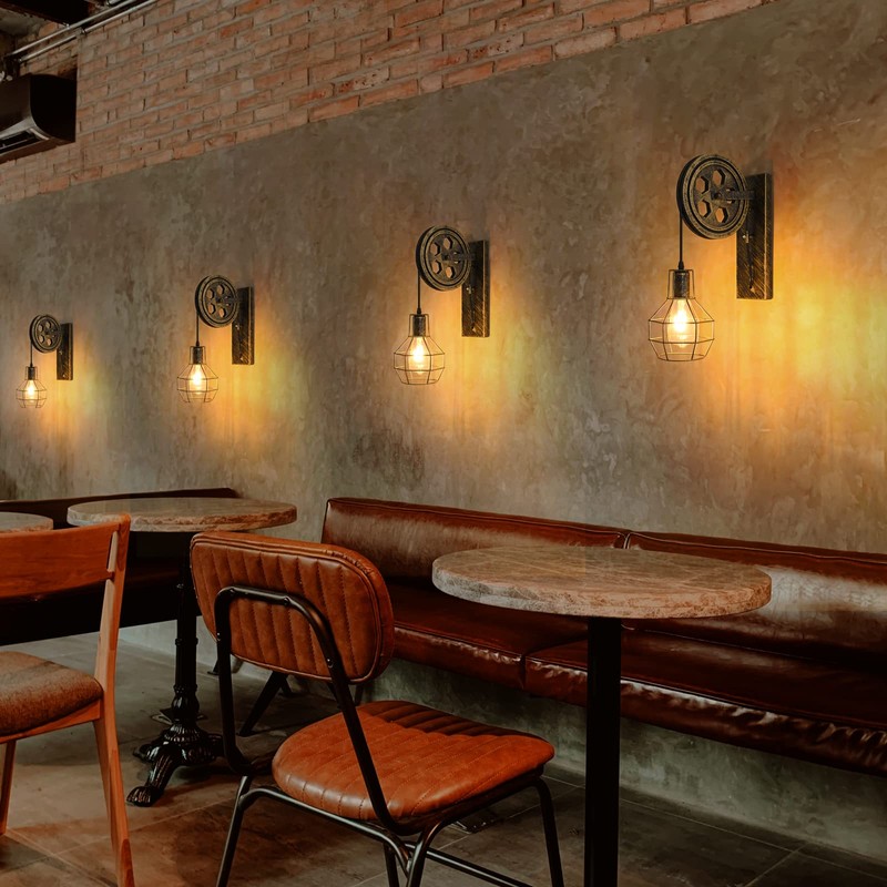 AnvFlik Retro Industrial Wall Sconce, 2Pack Antique Brass Vintage Plug