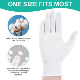 40Pcs of White Cotton Gloves for Eczema,White Gloves Cotton,Moisture Gloves for Dry Hands, Inspection Gloves Serving Gloves for Men and Women(L)
