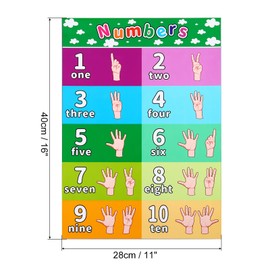 PATIKIL 2pcs Number Chart, 11x17inch Number Chart Poster 1-10 Number Finger Tables Chart Laminated Large Educational Learning Posters Colorful Clear