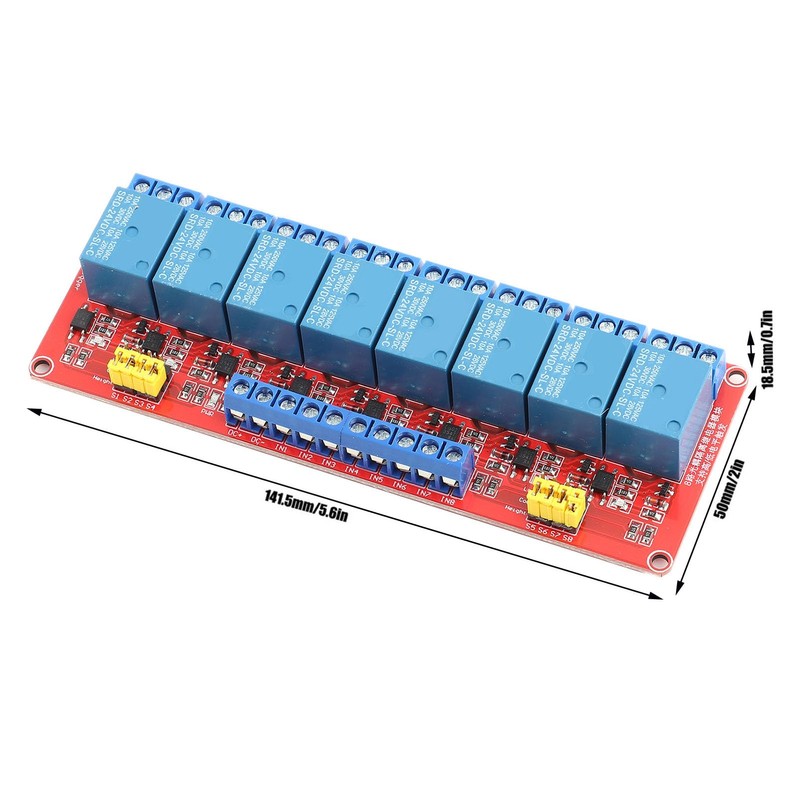 24 V 8-channel relay module, relay with optocoupler insulation, high