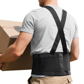 FITTOO Cinturón de apoyo lumbar de trabajo con correas ajustables, alivio del dolor de espalda, recuperación de lesiones, soporte de levantamiento... 