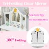 GAOMON Kids Vanity, Girls Vanity Table with Tri-Folding Mirror,Stool &