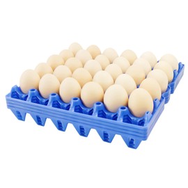 4-Pack Plastic Egg Tray Egg Crates 30-Egg Flats for Home Chicken Farmers, Stackable Egg Cartons Hold Multiple Eggs, Great for Storing, Sorting, and Shipping Eggs, Durable and Reusable (Blue)