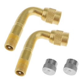 KHGUZ 2PCS Car Tire Valve Extension, 90 Degree Vehicle Tyre Valve Extension Adaptor, Flexible Brass Automotive Valve Stem Extender Accessories, Universal for Truck Motorcycle Bike Scooter (Golden)