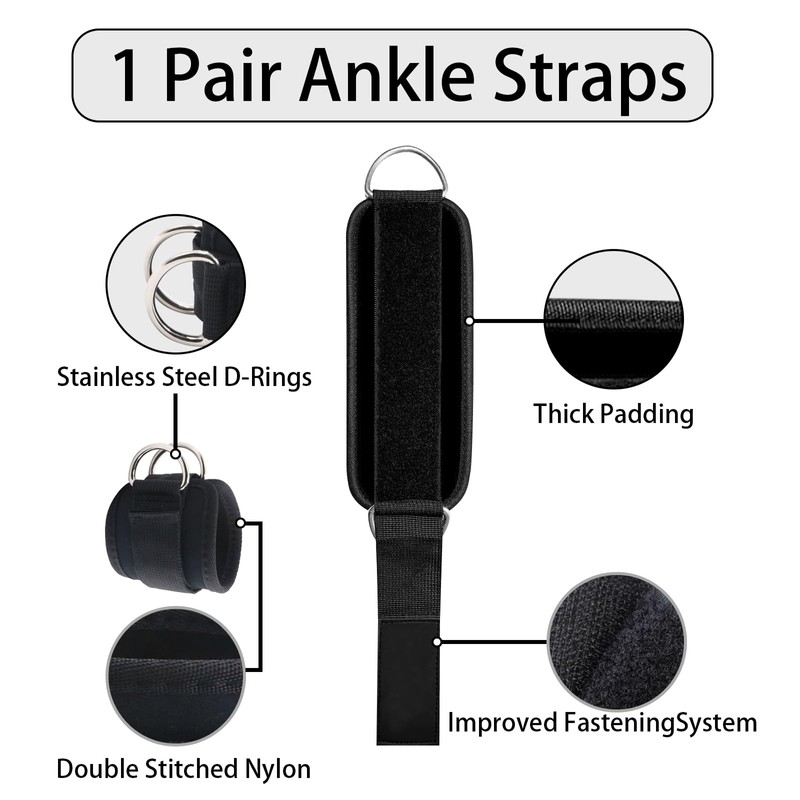 Foot Strap Cable Pull, Strength Training Foot Cuffs with 2