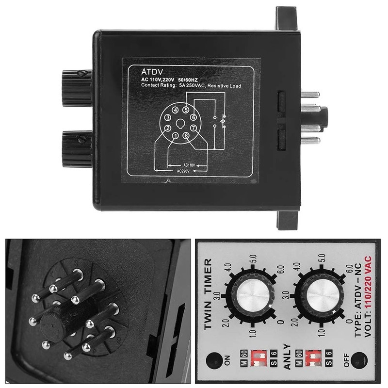 ATDV-NC Twin Timer Relay, with Timing Power-on and Power-Off Function