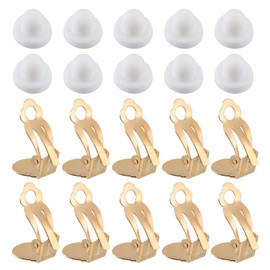 uxcell Clip-on Earring Converter with Silicon Earring Pads, 50Pcs - Clip-on Earring Findings, Round Flat Back Tray Earring Clips with Easy Open Loop (Gold)