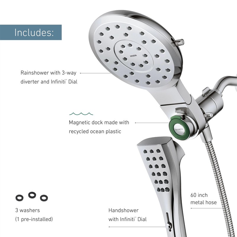 Moen Verso Chrome Round Rain Shower Head and Detachable Handshower