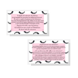 Spanish Lash Extension Aftercare Card | 50 Pack | 2 x 3.5” inch Business Card | Lash Artist Supplies, Aftercare Instructions for Lash Extension Clients | 3-4 Week Filler Design (3-4 Week Fillers)