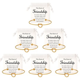 Tondiamo 6 Sets Friendship Gifts for Women the Knot of Friendship Bracelets and Canvas Drawstring Bags Friends Jewelry Pouch Gifts Sets for Women BFF Soul Sister
