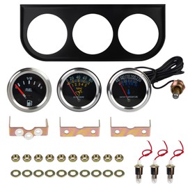 ZIBOPAR Triple Gauge Kit Water/Fuel/Oil 2'' 52mm DC 12V Mechanical Triple Gauge Set Car Meter Auto Gauge Water Temp Oil Pressure Meter Fuel Meter 3 in1 Car Meter Auto Gauge Kit