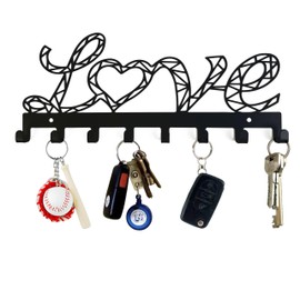 YXE Metal Key Holder Wall Mount, 8 Hooks, Key Organizer Rack for Kitchen, Entryway, Hallway, Bedroom, Doorway, Black (A1)
