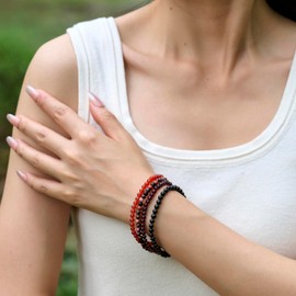 Bivei Crystal Bracelet for Women 4 mm Beads Semi-Precious Stone Natural Stone Stretchy Elastic Jewellery Yoga Gifts, Stone, No gemstone