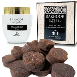 Mamoul Oud Silk Touch 80g Incense | Use with Charcoal Bricks or Oud Electric Burner (بخور) | Meditation Decor & Stress Relief Arabian Home Fragrance | Incense Tablets for Car (Disk Form) | Eid Gifts