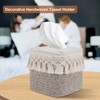 Natural Boho Tissue Box Cover: Handwoven Square Holder with Tassel