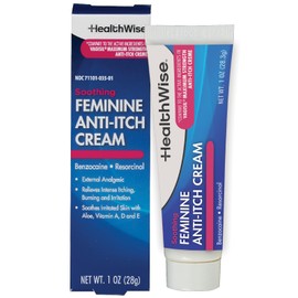 HealthWise Crema antipicazón femenina | Alivio calmante de la picazón | Aloe, vitamina A, D y E | Alivio de la irritación | Vagicaína | 1 oz | Analgés