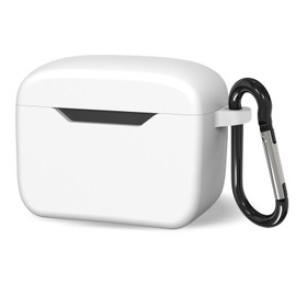 Geekria - Funda de silicona compatible con Edifier TWS5 PRO True Wireless Earbuds, funda protectora para auriculares con gancho para llavero, puerto de carga accesible (blanco)