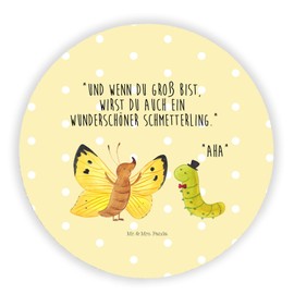 Mr. & Mrs. Panda Round Magnet Caterpillar & Butterfly - Gift, Motif Magnets, Hat, Growing Up, Whiteboard Magnet, Animal Motifs, Funny Sayings