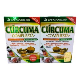 Cúrcuma Compuesta, Colageno, Life Natural, 2pack 120tabletas                                                                                          