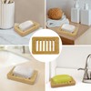 2 Pack Bamboo Soap Dish Self-Draining Holders Slotted Soap Dish