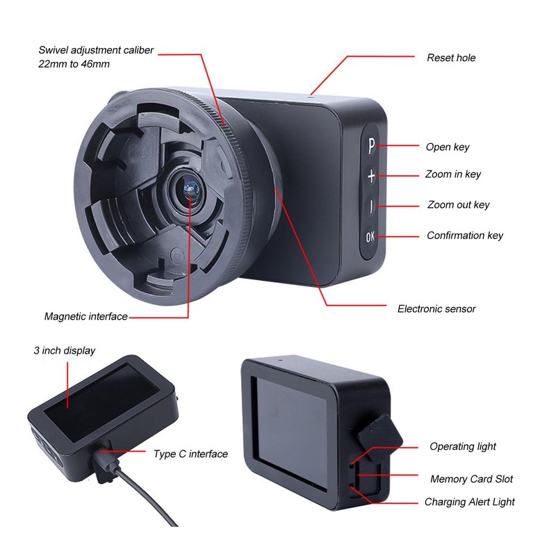 Telescopic Eyepiece Camera, 4K 3 Inch Colour Display, Electronic Eyepiece,
