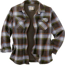 Legendary Whitetails Men's Standard Deer Camp Berber Lined Flannel Shirt Jacket, Fireside Plaid, Large