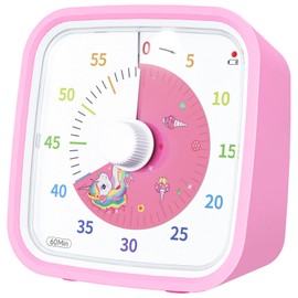 Yunbaoit Visual Timer with Protective Case, Unicorn Disk 60 Minute Countdown Timer for Kids and Adults, Silent Time Management Tool(Pink)
