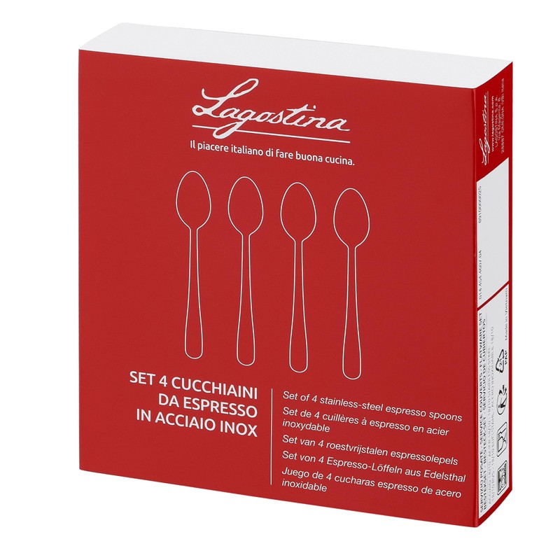 Lagostina Lavinia, Set 4 Cucchiaini da Caffè in Acciaio Inox