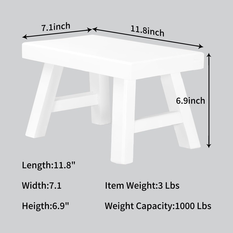 Wooden Step Stool for Adults 11.8" L x 7" W