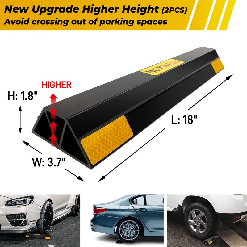 HOXWELL (New Updated 18" 2 Packs Heavy Duty Parking Stopper