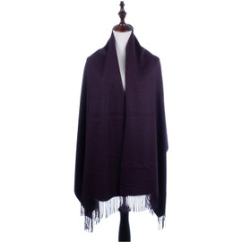 BYOS Versatile Oversized Soft Cashmere Shawl Scarf Travel Wrap Blanket W/Tassels, Many Colors (Eggplant Purple)