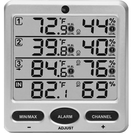 Ambient Weather WS-10 Wireless Indoor/Outdoor 8-Channel Thermo-Hygrometer with Three Remote Sensors