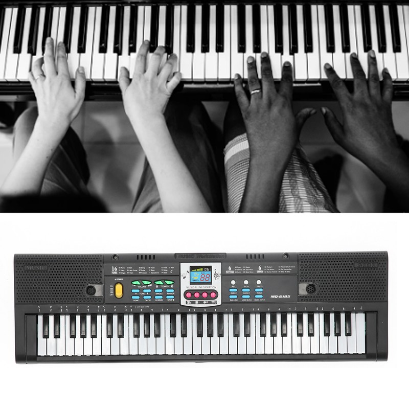 61Key Mini Electric Piano Black MultiFunctional Studio Toy with Microphone