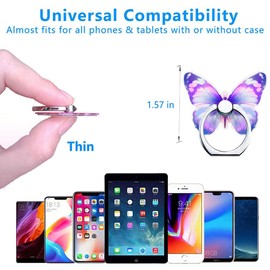 Kinizuxi Cell Phone Ring Holder Stand, Cute Butterfly Phone Ring Grip Holder 360° Rotation Finger Kickstand Compatible with All Smartphones Tablet(1Pack Purple)