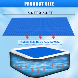 Kakolvan Solar Bubble Hot Tub Spa Cover for 5.4 x 5.4 FT Square Inflatable Swimming Pool Blanket Thermal Floating Insulation 16 Mil Bubble Solar Covers for Indoor Outdoor Spa Hot Tub Wrap Covers