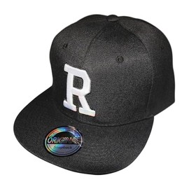 Letter Initials Snapback Cap Black & White, R