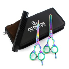 Kutting Edge - Hair Scissors Professional Hair Cutting Scissors Kit Thinning Shears Hairdressing Scissors Set, Titanium Coated Barber Scissors 5.5” Set