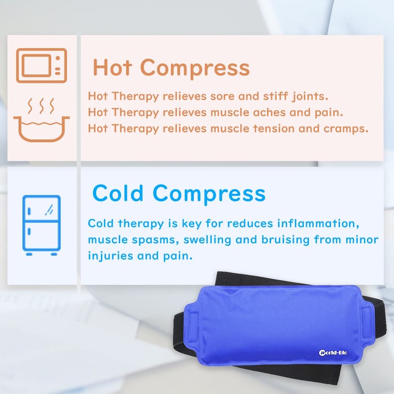 Ice Pack Wrap for Injuries, 2 Reusable Hot Cold Packs
