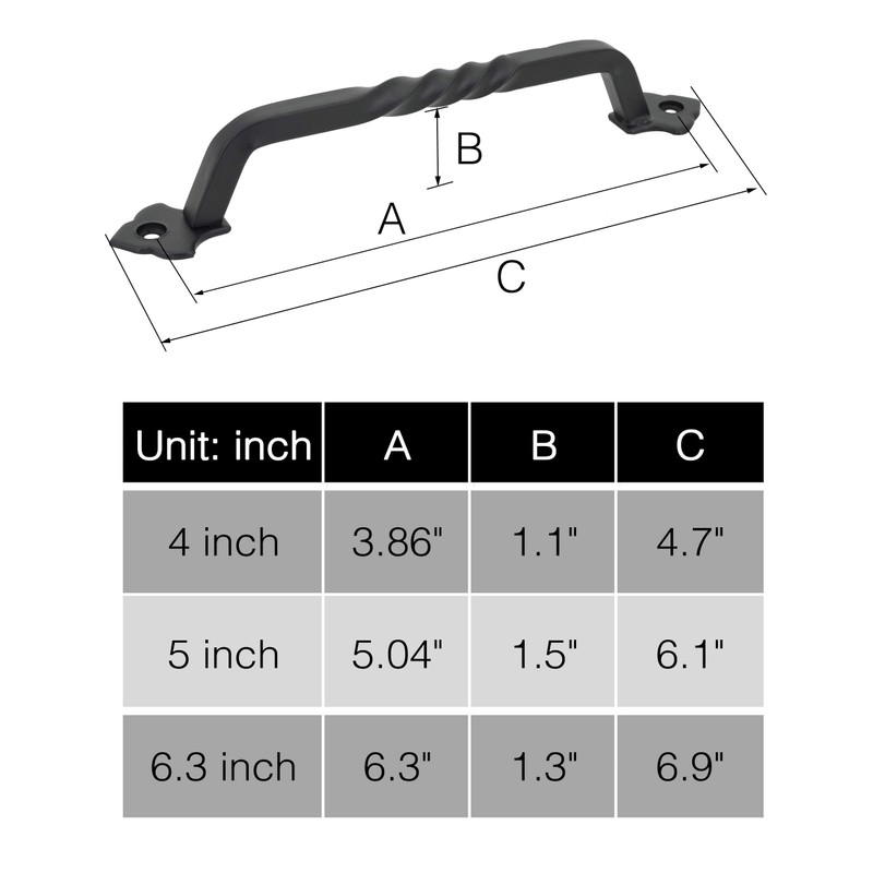 Ouvin 6 Pack Barn Door Pull Handle Hardware for Wooden