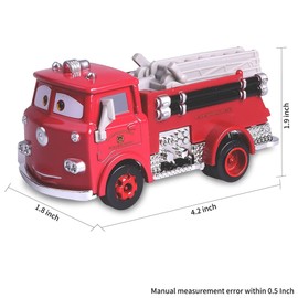HOMETEAM SP Die-Casting Racers Toy Cars, Safety Alloy Material for Childs, Beauty Color Box Packaging for Your Son Birthday, Inspired by Favorite Characters, Gift for 3+ Years Old (Firetruck)