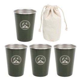 4Pcs Stainless Steel Beer Cups Outdoor Camping Cups Coffee Tea Milk Mugs with Storage Bag